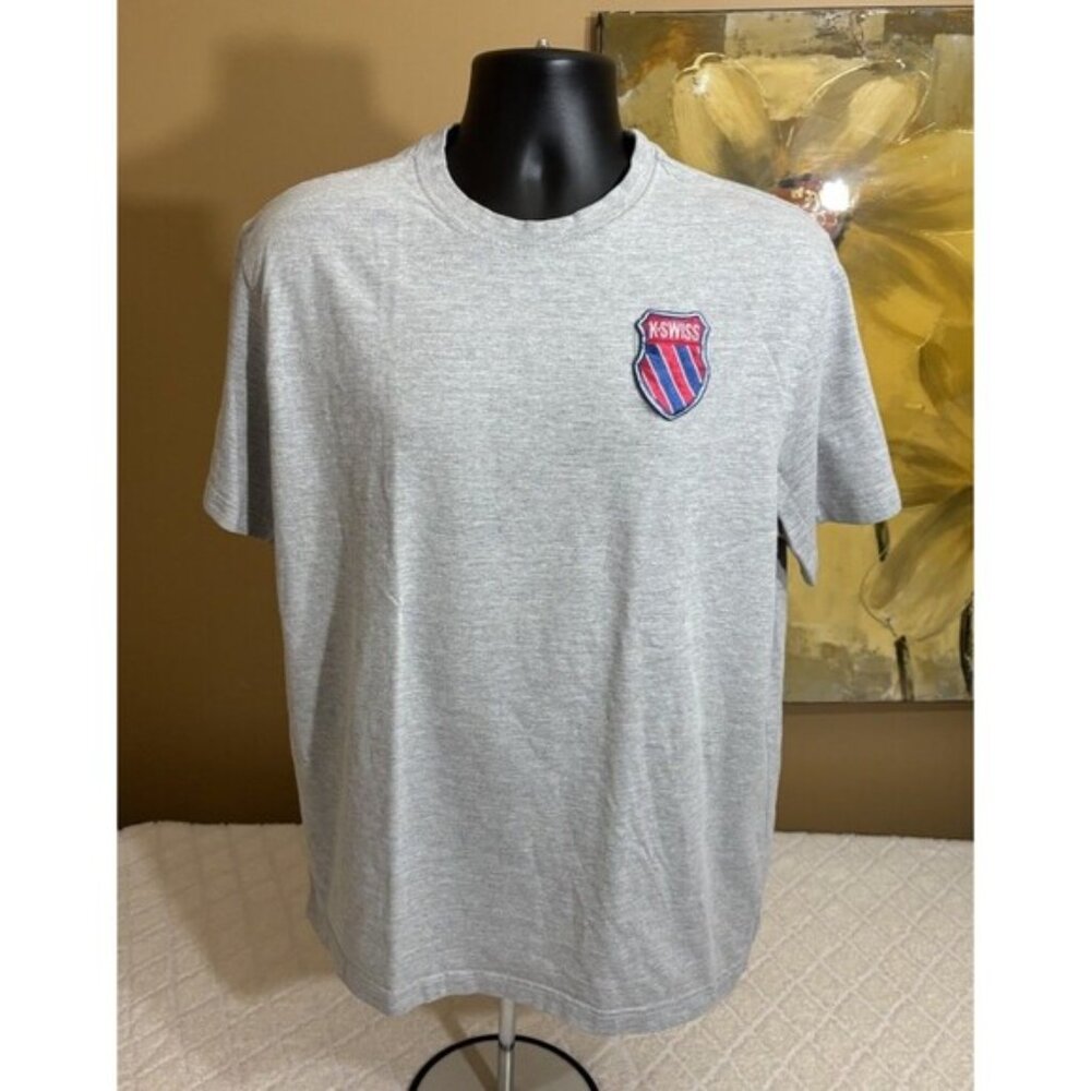 Vintage K Swiss Embroidered Red Logo Gray Shirt Men’s Size L